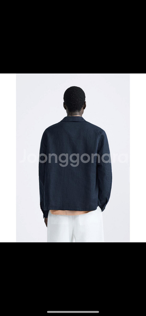 L/XL 자라 100% 리넨 오버셔츠 자켓--1