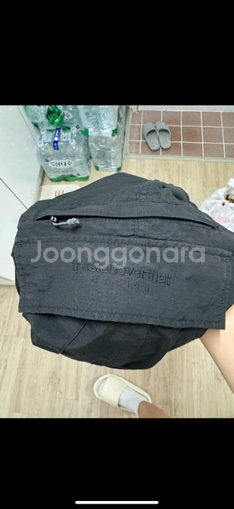[L] 디스이즈네버댓 나일론 카고 팬츠 블랙--3