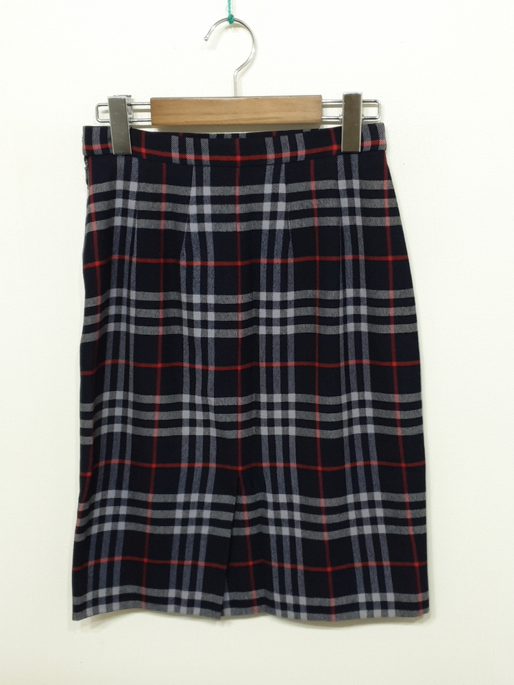 (25) 버버리 울스커트 네이비 체크치마 영국판--4