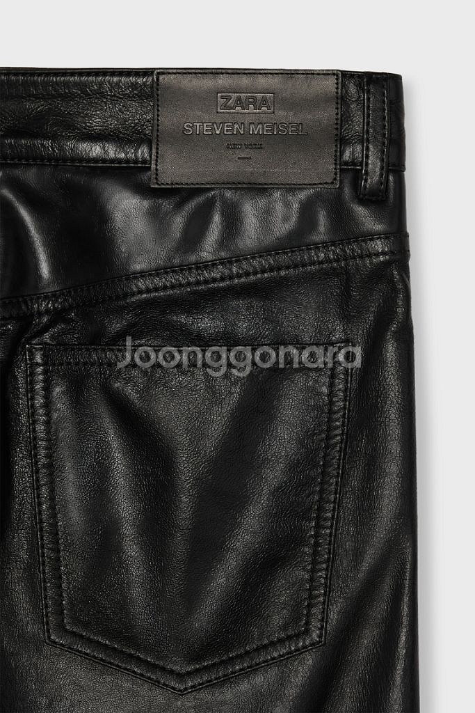 자라 스티븐 마이젤 양가죽 바지 리얼레더 팬츠--4