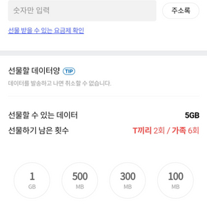 SKT 데이터 2GB 2500원