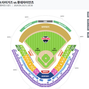 9월 25일 기아타이거즈vs삼성라이온즈 챔피언석 판매