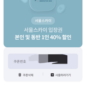 서울스카이 입장권 본인및동반1인 40%할인