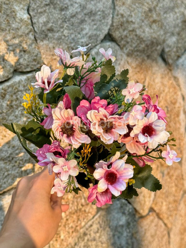 소국 데이지 핑크 퍼플 블루 새제품 조화 꽃 꽃다발--5