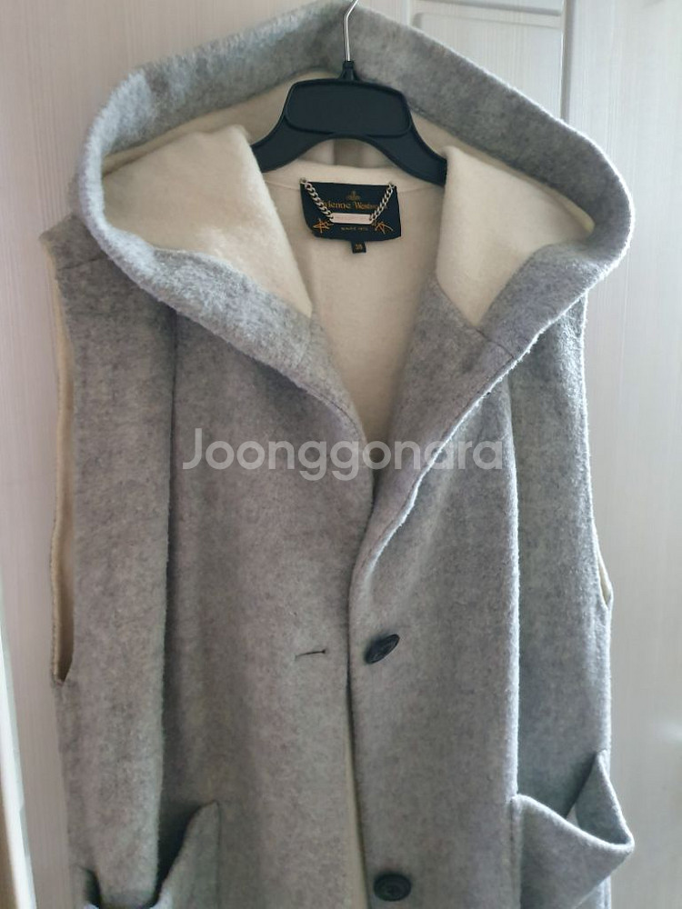 비비안웨스트우드 울 코트형 베스트 38 후드조끼 정품--2