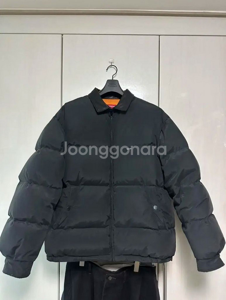 슈프림 카라 레더 푸퍼 자켓 패딩 XL--1