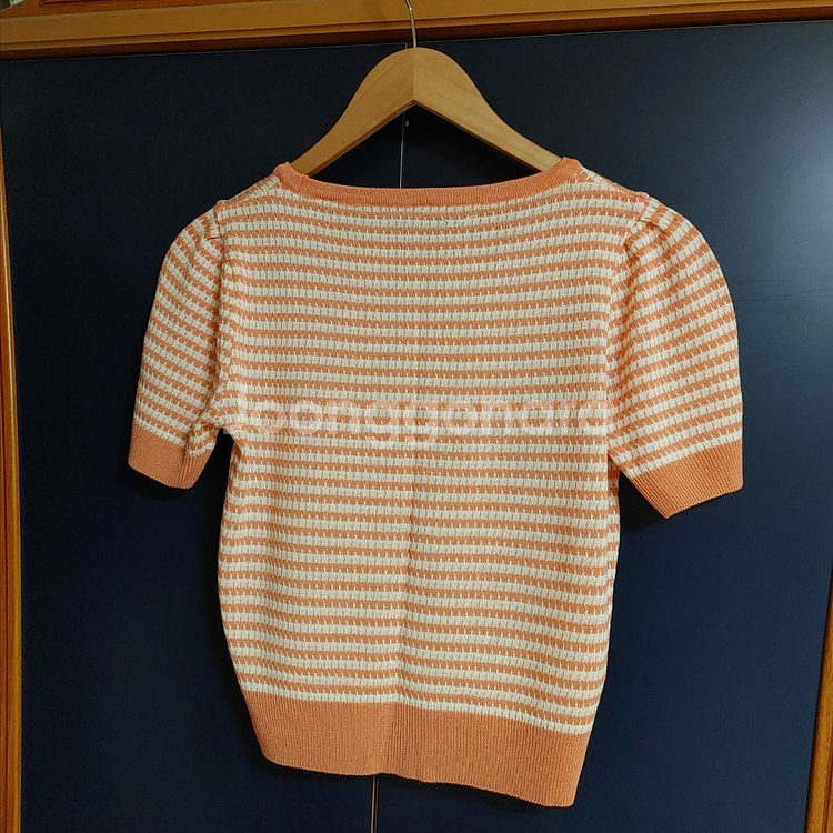 니트피아 복숭아색 반팔 니트--1