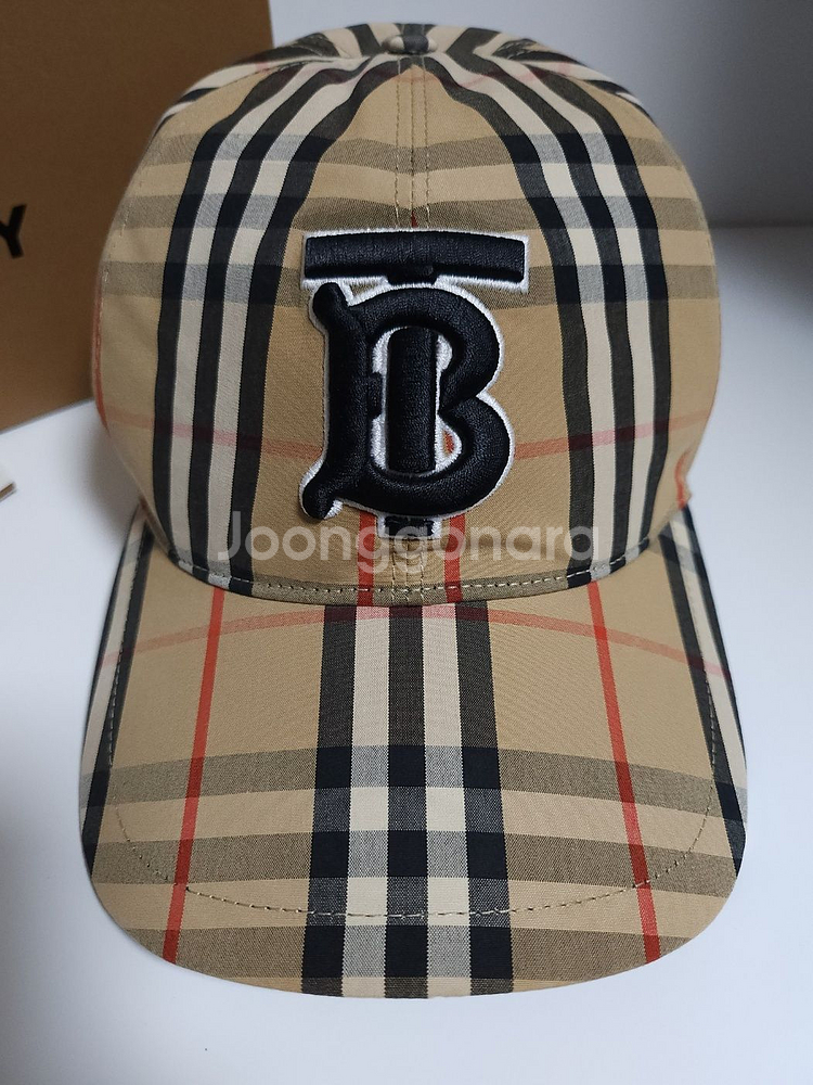 XL 버버리 TB 자수 체크 볼캡 모자 8038504--1