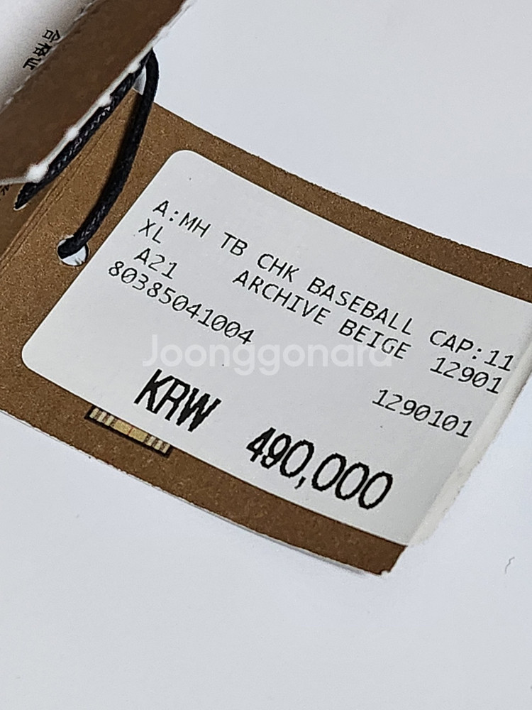 XL 버버리 TB 자수 체크 볼캡 모자 8038504--8