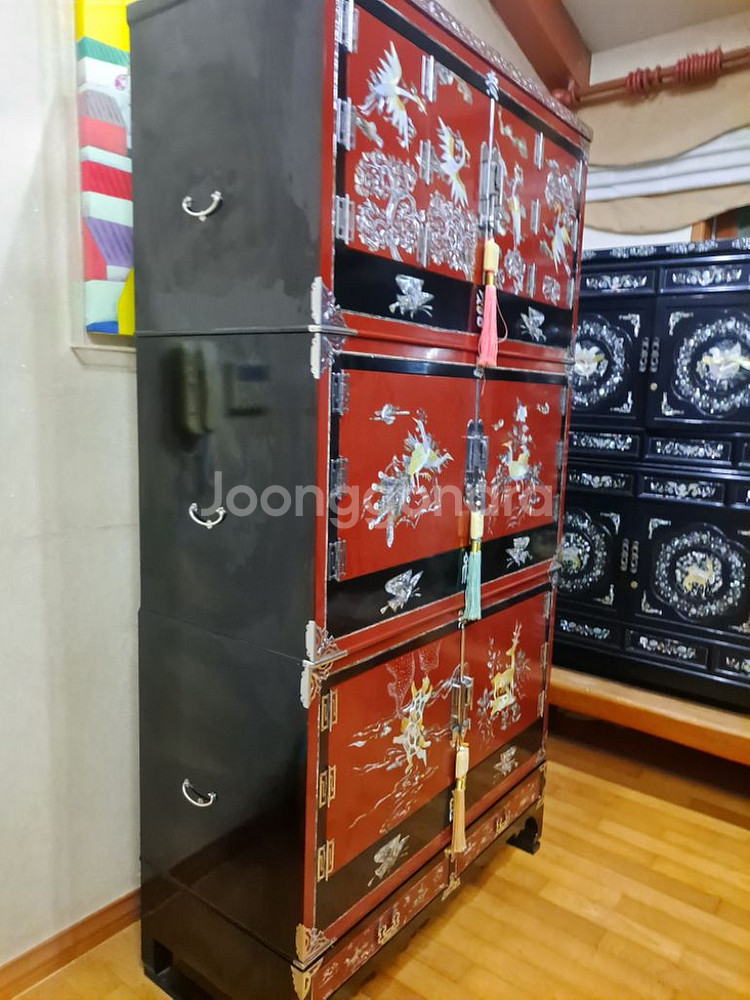 통영자개삼층장 자개장식장--6