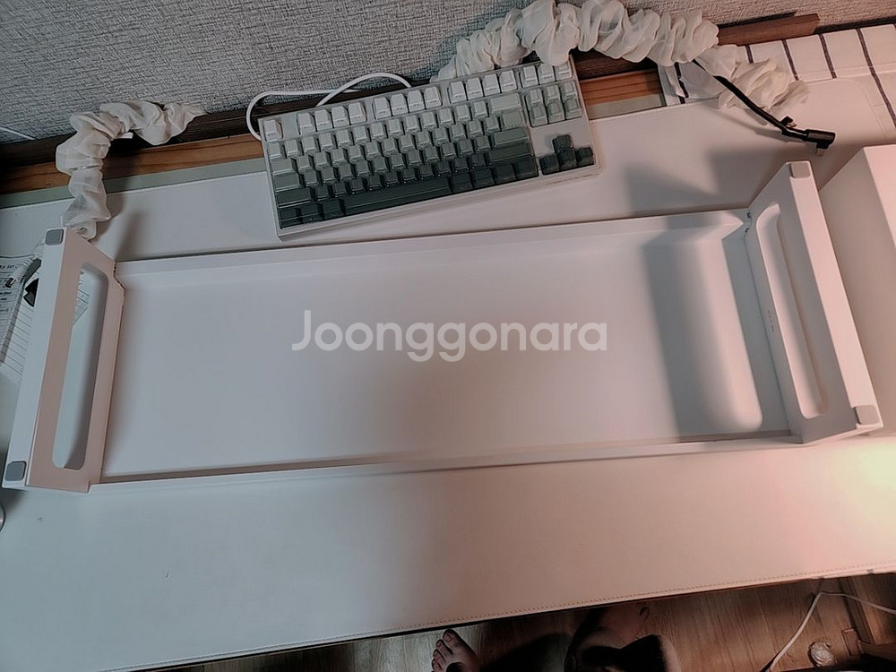 스톤힐 화이트 더블모니터 받침대 10.3cm 메탈서랍--3
