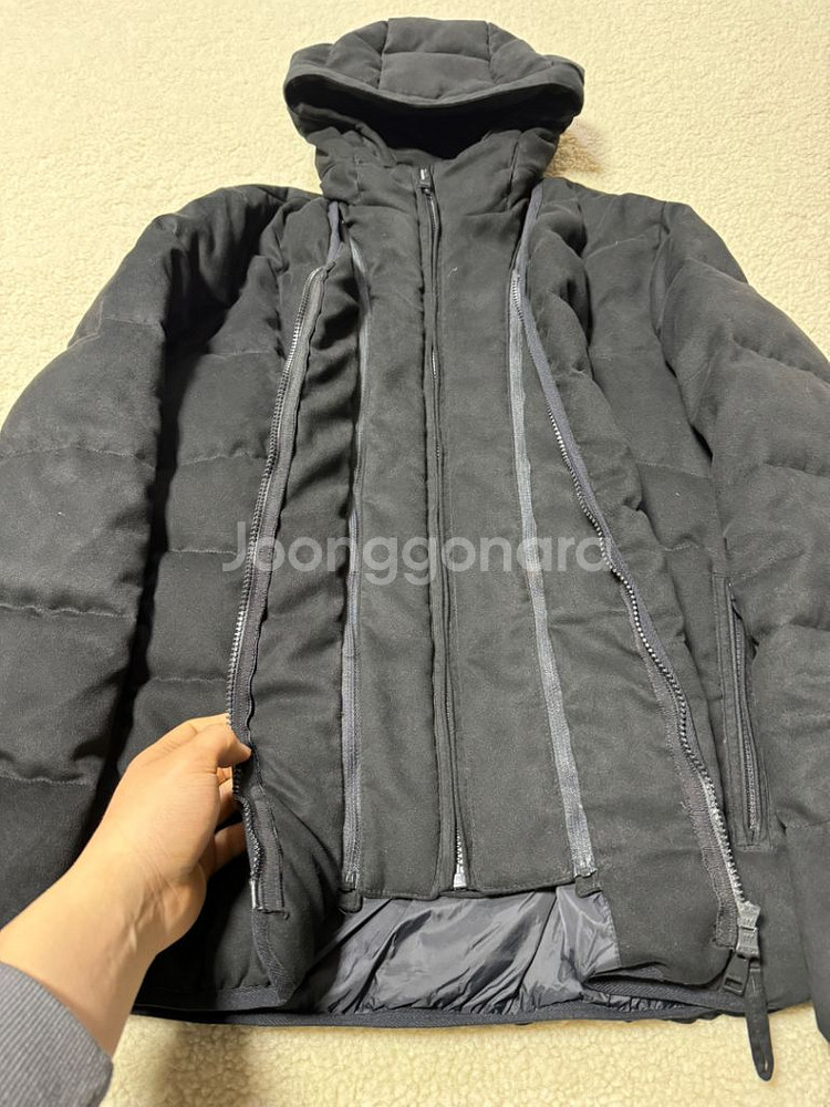 알레그리 스웨이드 가디건 후드 패딩 자켓 100 L--2