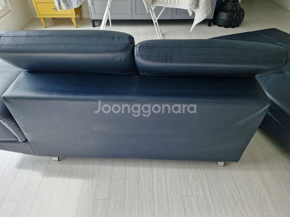 [인천검단 직거래] 베드형 3인용 소가죽 블랙 소파--6