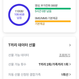 skt데이터 2기가 팝니다