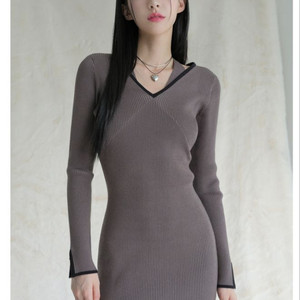 [어반드레스]Ella Ribbed dress charc