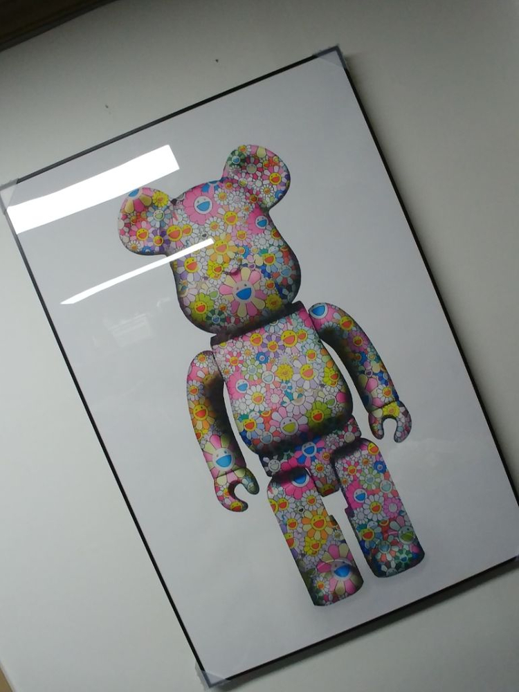 카이카이키키 베어브릭 대형 꽃 곰 팝아트 그림 액자 이미지
