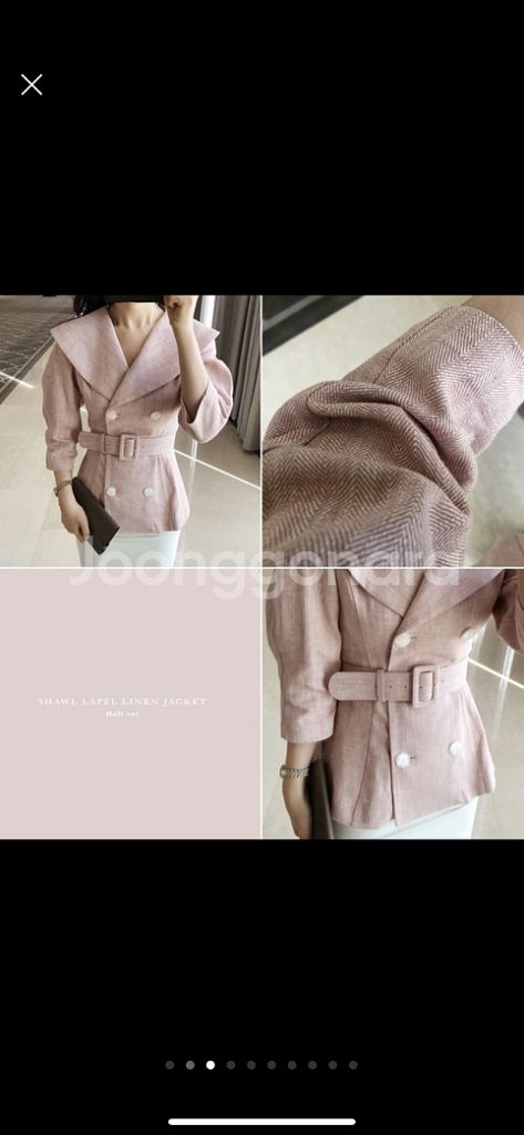 [중고]리넨 자켓+미디스커트 셋업 (size : s)--2