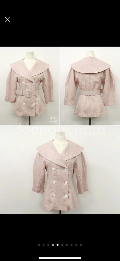 [중고]리넨 자켓+미디스커트 셋업 (size : s)--4