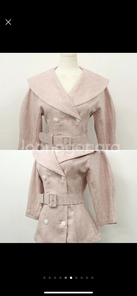[중고]리넨 자켓+미디스커트 셋업 (size : s)--5