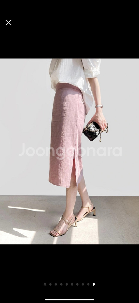 [중고]리넨 자켓+미디스커트 셋업 (size : s)--9