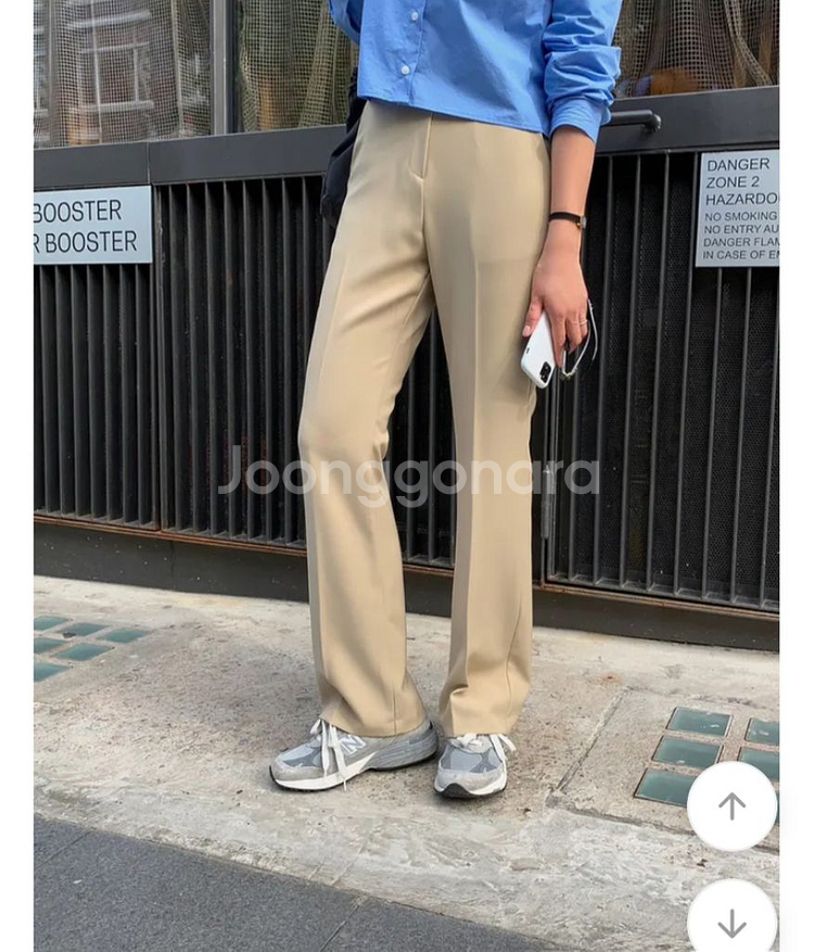 원로그 부츠컷 슬랙스 베이지,스카이블루 롱기장XS--1