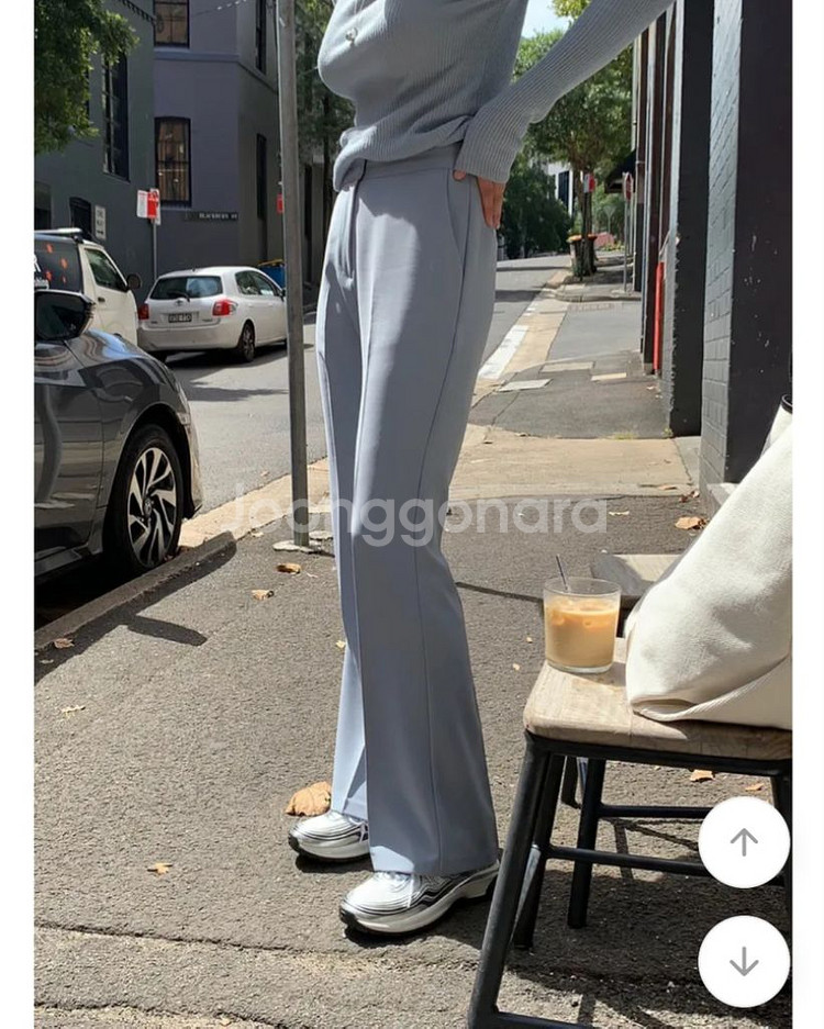 원로그 부츠컷 슬랙스 베이지,스카이블루 롱기장XS--3