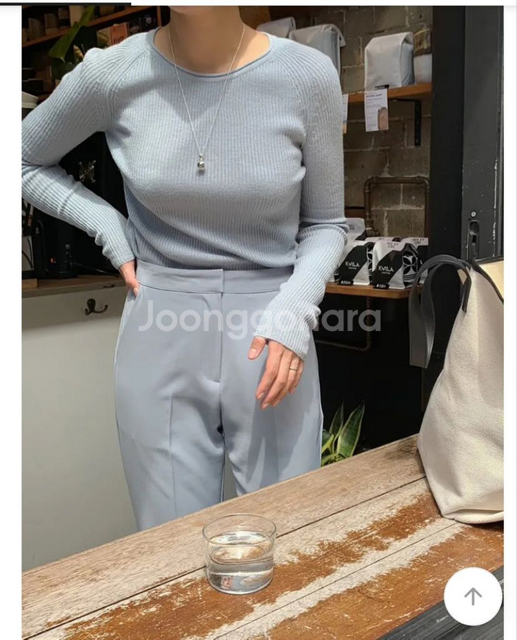 원로그 부츠컷 슬랙스 베이지,스카이블루 롱기장XS--4