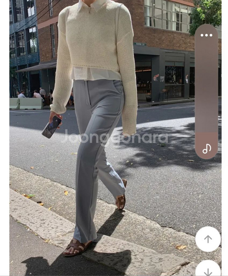 원로그 부츠컷 슬랙스 베이지,스카이블루 롱기장XS--5