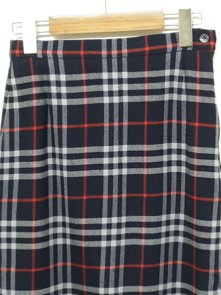 (25) 버버리 스커트 체크 네이비 모직치마 영국판 이미지