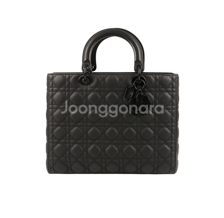 디올 레이디디올 매트블랙 라지 토트백--1