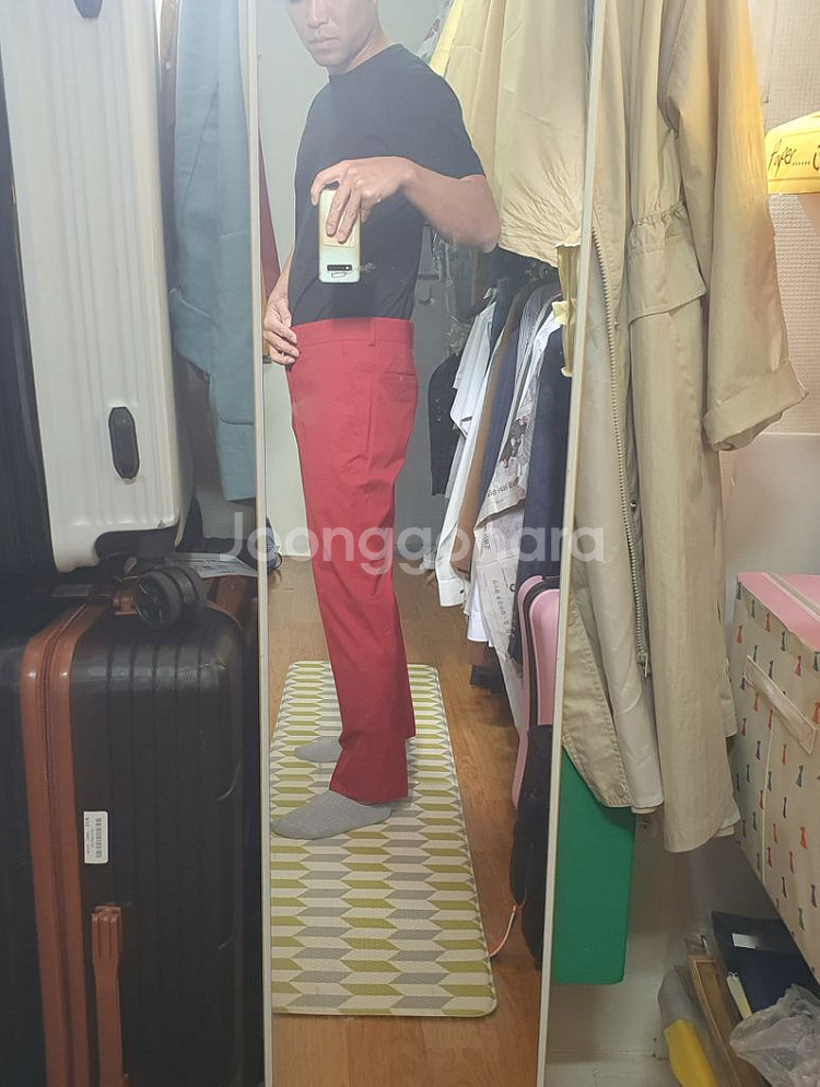 에르메스 신사바지 허리34 골프바지 빨강--1