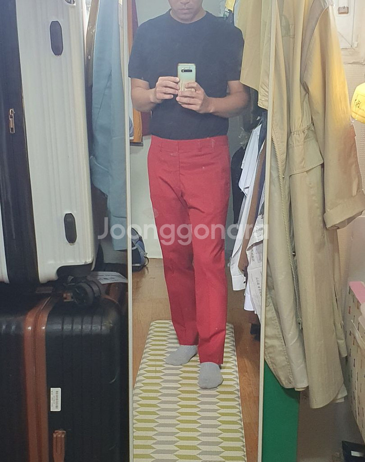 에르메스 신사바지 허리34 골프바지 빨강--2