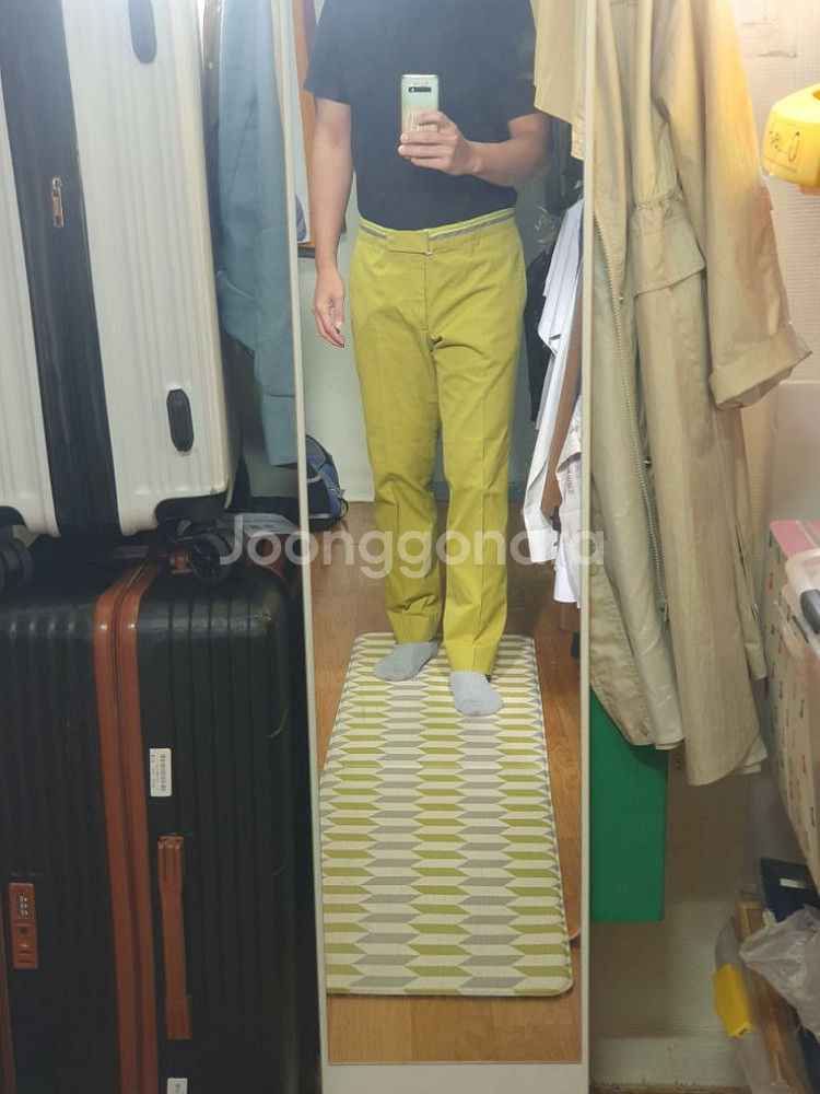 에르메스 남자바지 골프바지 허리34 연두색--1