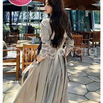 새상품) 마리마켓 트렌치원피스 롱마리 M 브라운--3