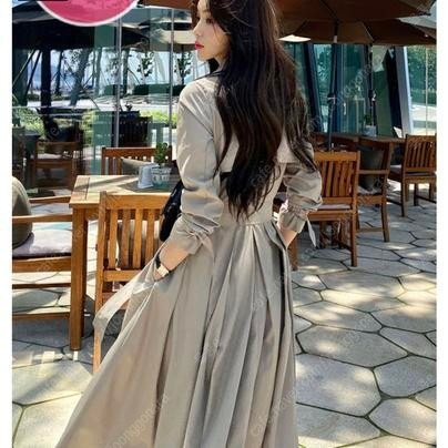 새상품) 마리마켓 트렌치원피스 롱마리 M 브라운 이미지