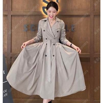 새상품) 마리마켓 트렌치원피스 롱마리 M 브라운 이미지