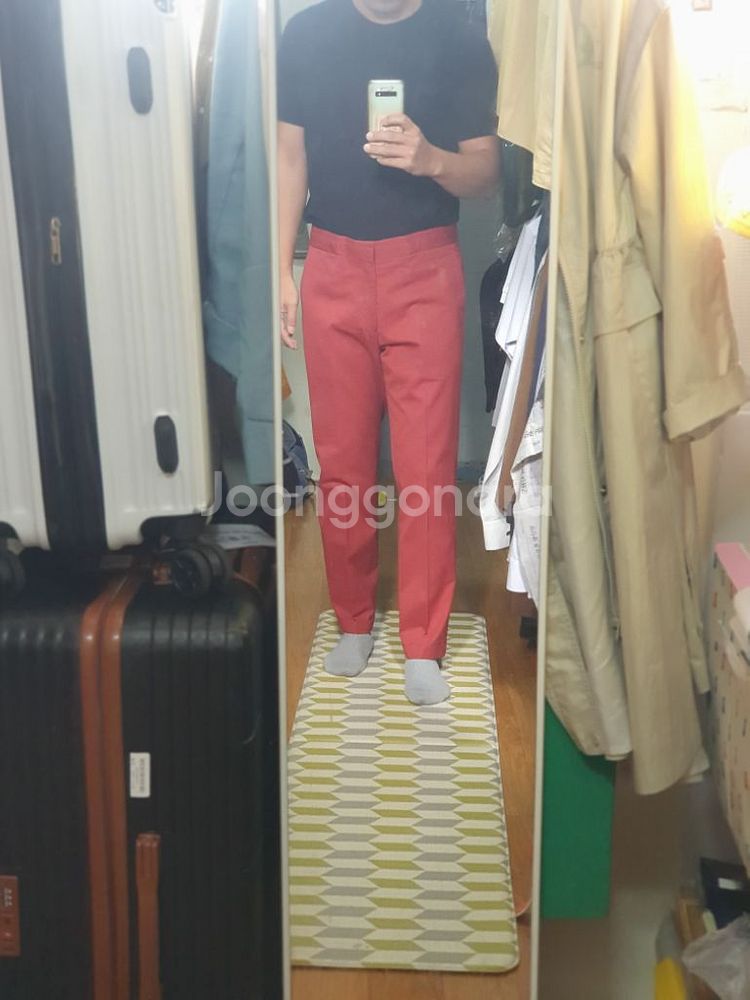 에르메스 남자바지 골프바지 허리34 빨강--1