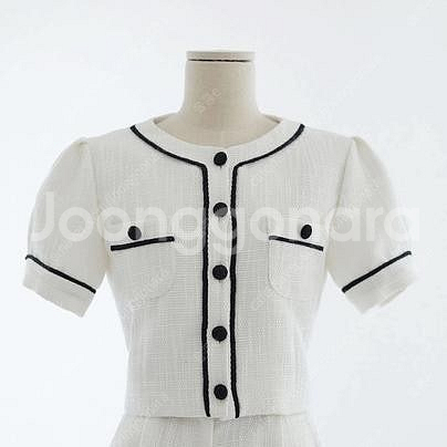 새상품) 마리마켓 트위드 자켓 단품 라운드 민트 L--2