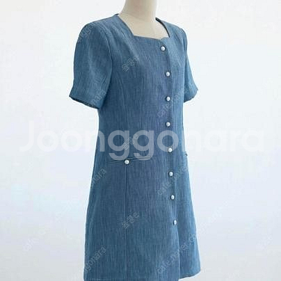 새상품) 마리마켓 데님 린넨 진주 원피스 M--2