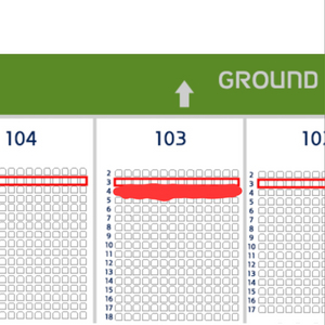 와일드카드 2차전 레드석 1루 103블럭 4열 1자리