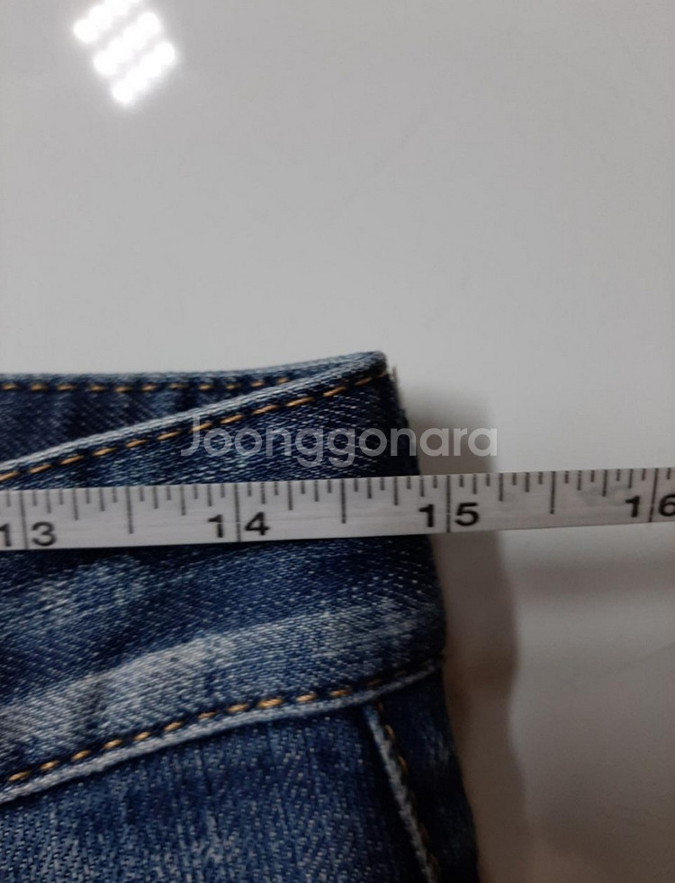 29)디스퀘어드2 가죽패치 워싱 찢청 일자 명품청바지--8