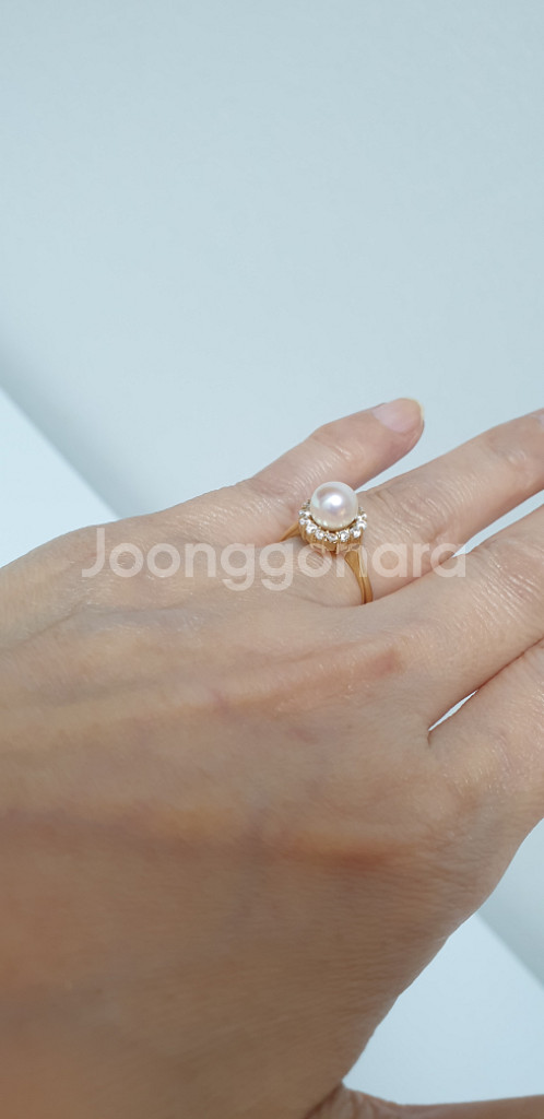 14k 우아한 진주 반지 11호--3