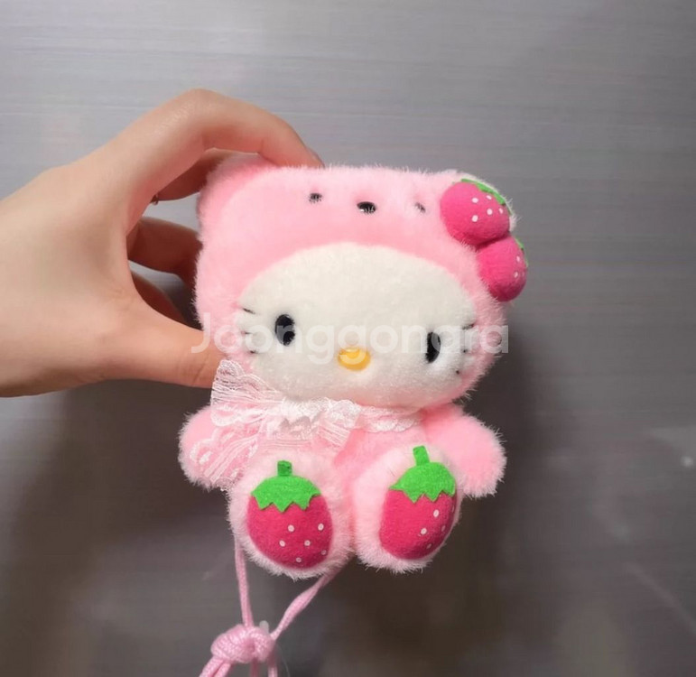 고전 키티 이치고 베어 딸기곰 인형 파우치--1