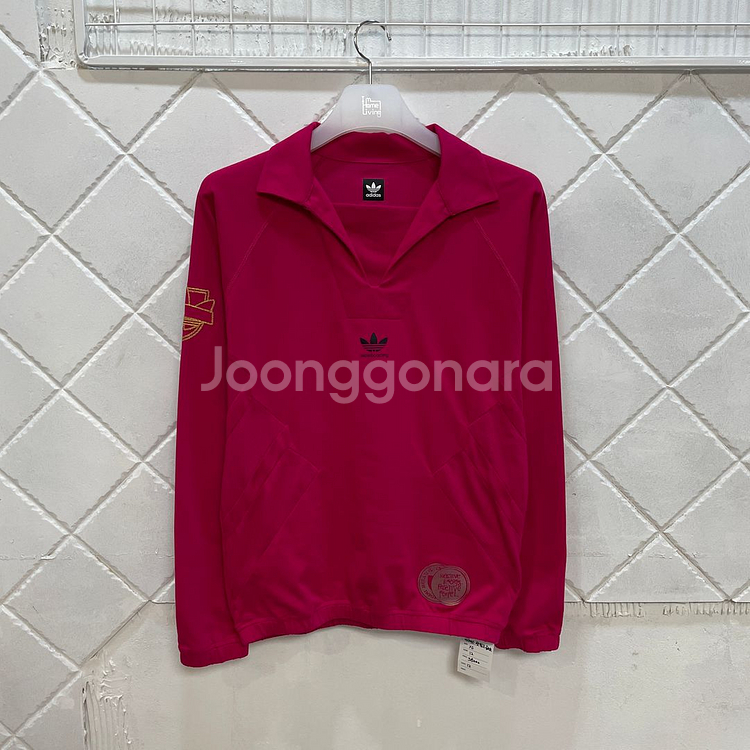 아디다스 파이어버드 핑크 카라 티셔츠--1