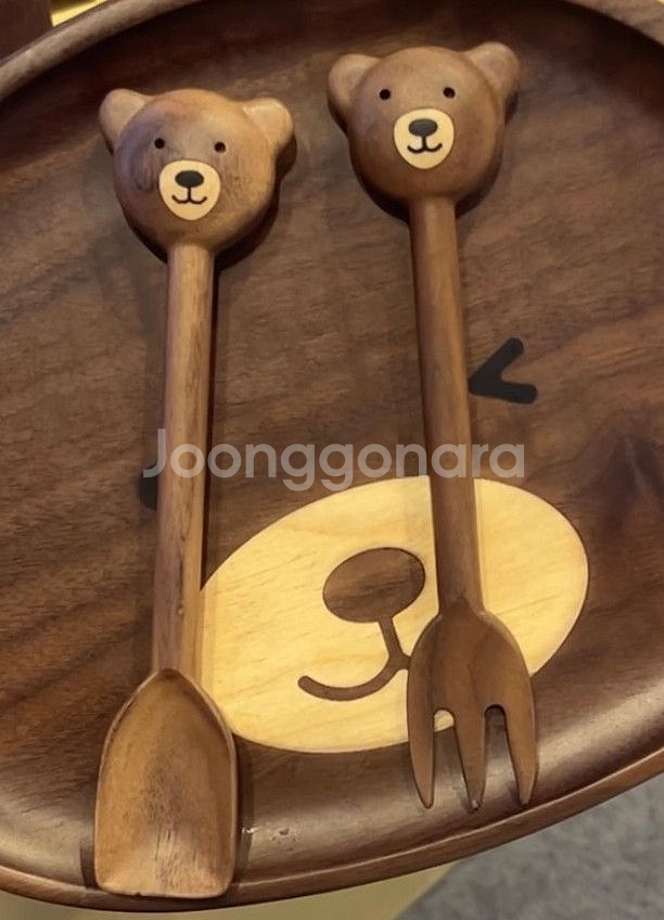 <새상품>곰돌이우드 스푼/포크--1