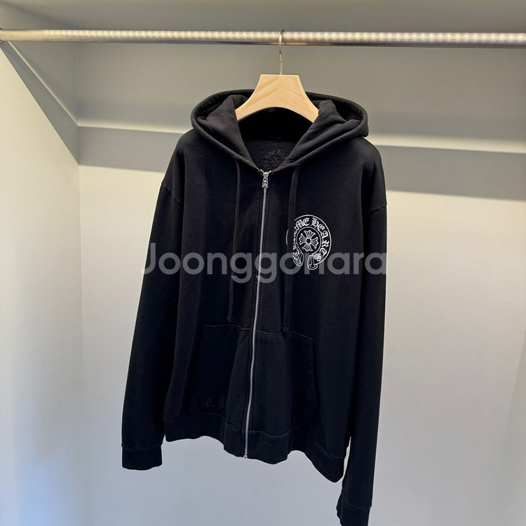크롬하츠 레더패치 후드집업 블랙/L--1