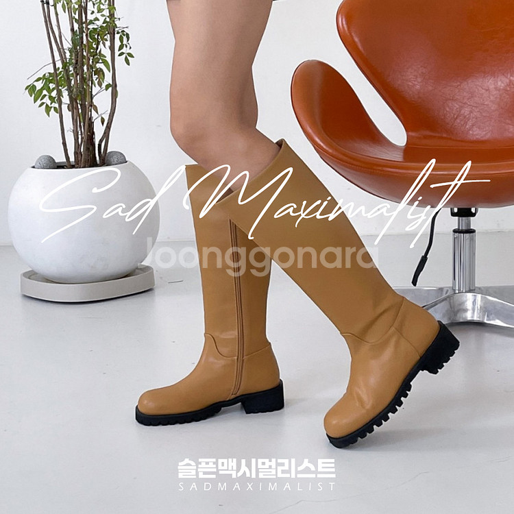 225~240 둥근코 워커 롱부츠 베이지_0161--2