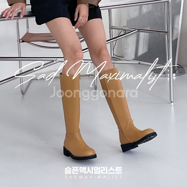 225~240 둥근코 워커 롱부츠 베이지_0161--3