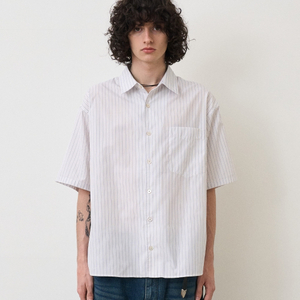 노운 stripe half shirts white