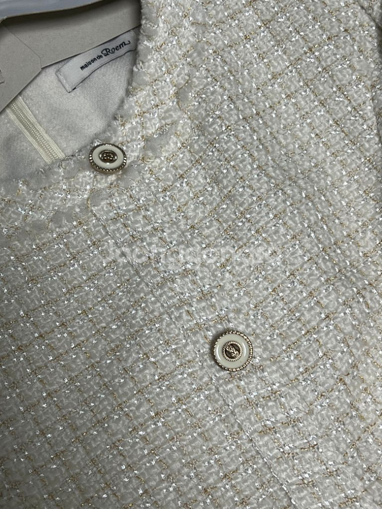 버튼 포인트 트위드 원피스 아이보리 RMOWC11R98--4